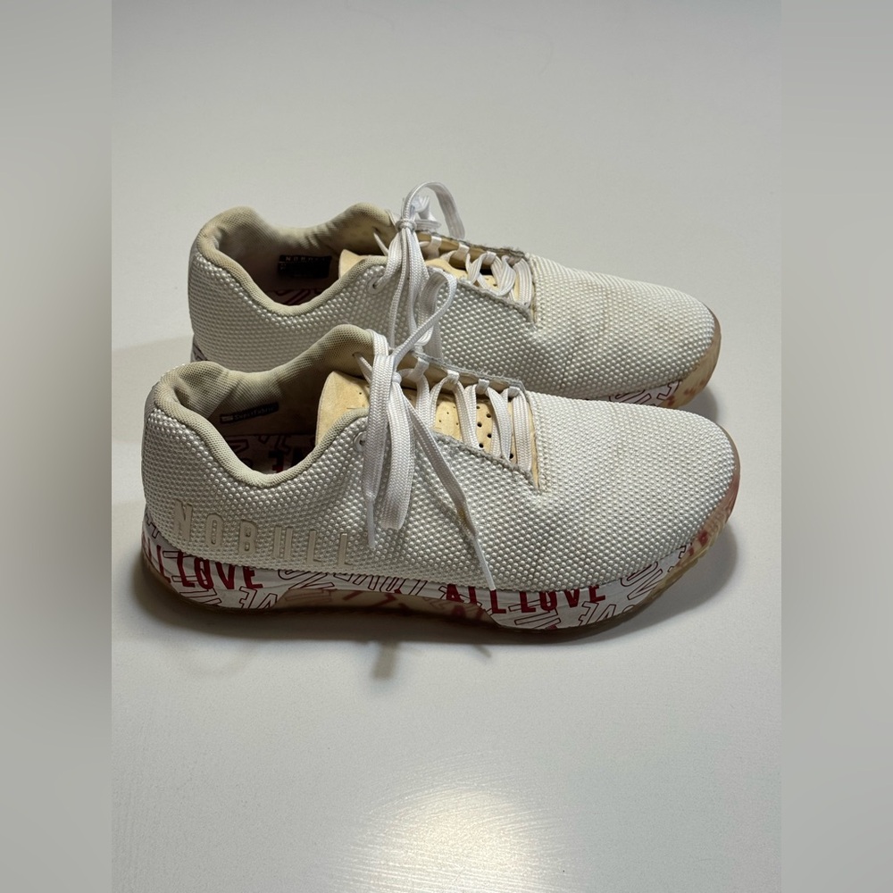 NOBULL Outwork Edge Unisex Strength Training Shoes M 9 / W 10.5 All Love White - Picture 4 of 9